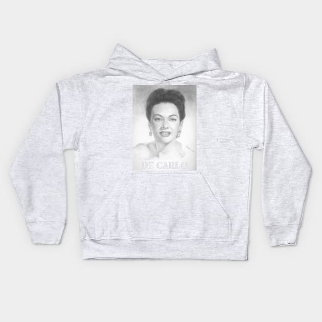 Yvonne De Carlo Kids Hoodie by jkarenart